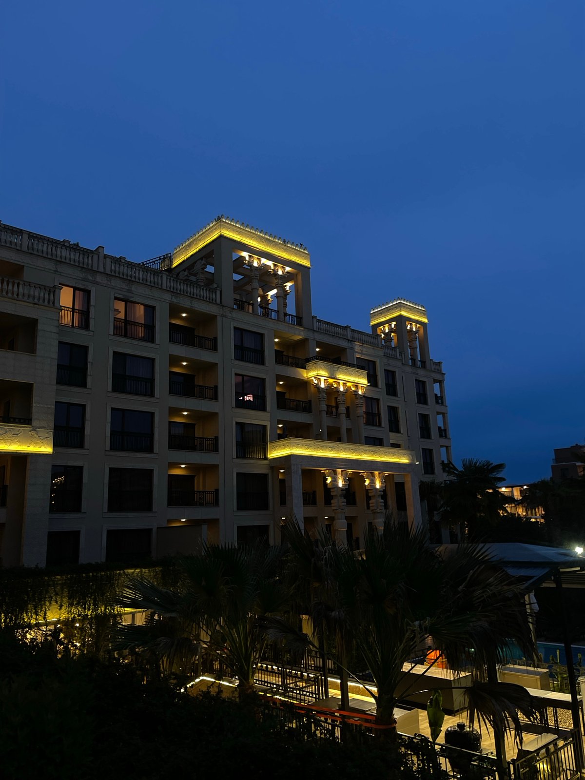 Modern building observed during twilight in Varna, Bulgaria