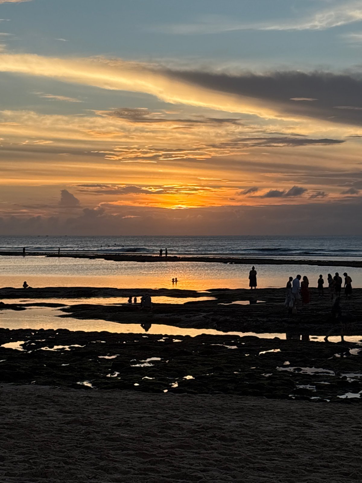 Sunset watchers gather on Kuta Selatan beach