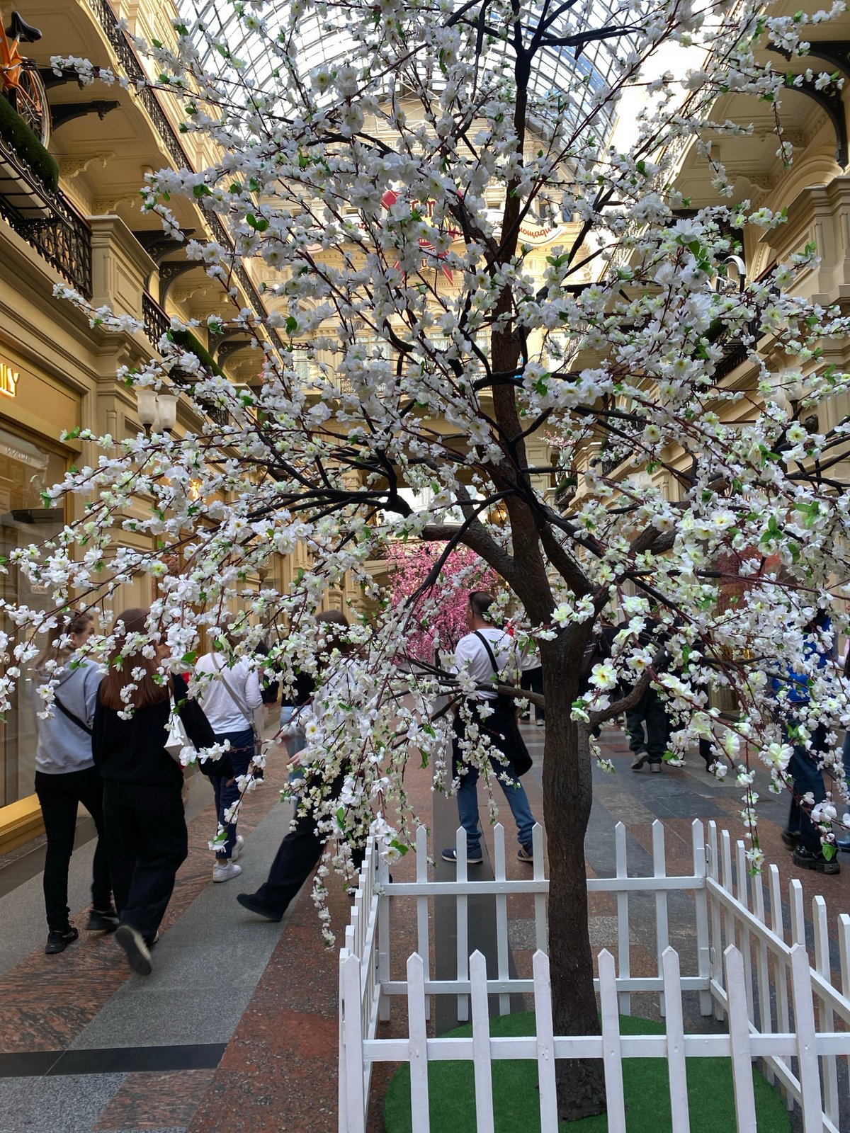 Tourist activity captured around Red Square and GUM store