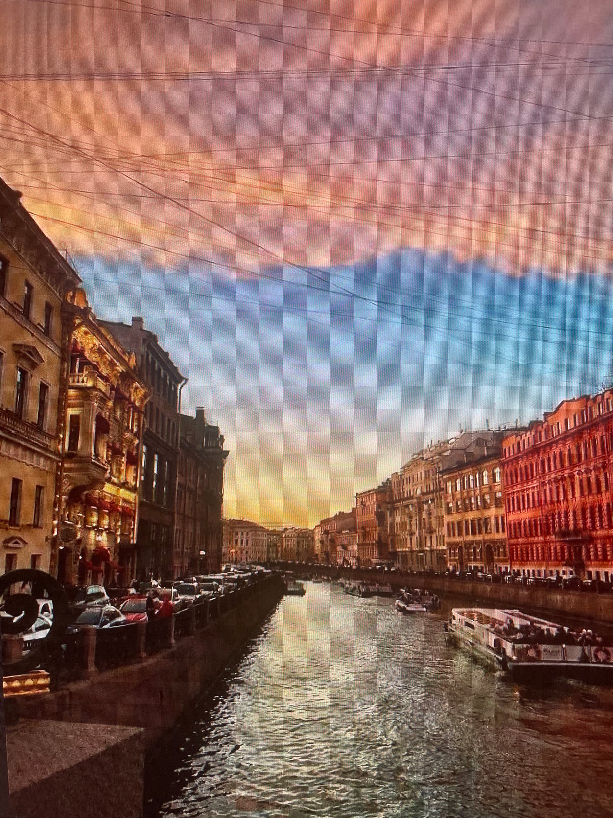 St. Petersburg landmarks and portraits on a summer evening