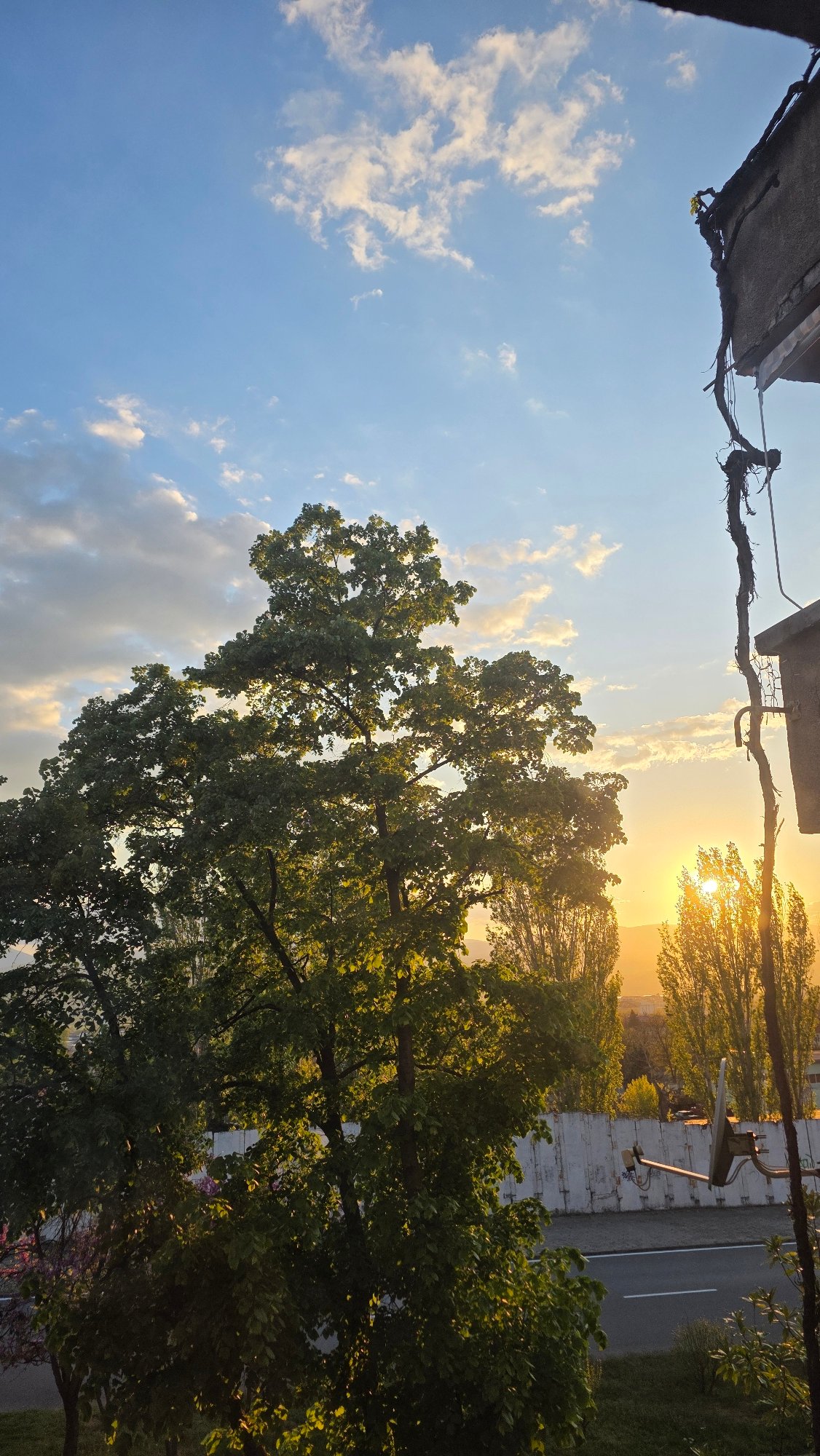 Sunset and sparkly textiles documented in Blagoevgrad, Bulgaria