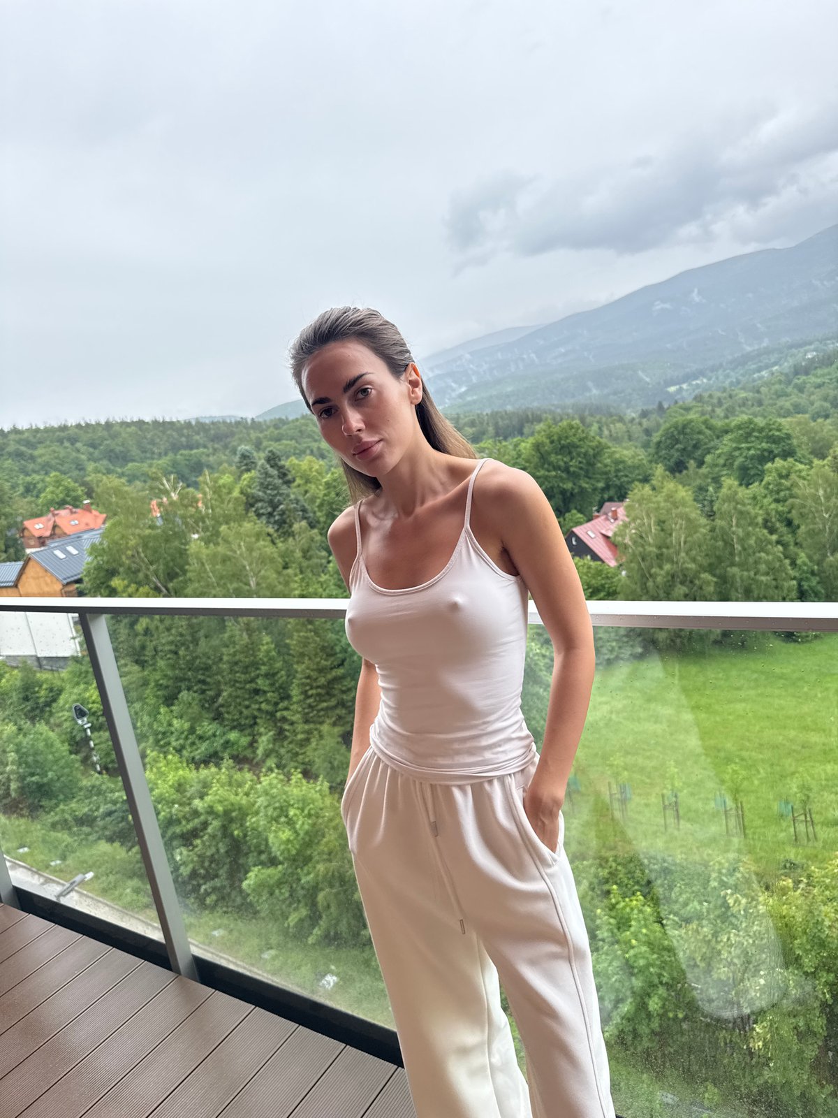 Woman's travel day documented across hotel, dining, scenic locations