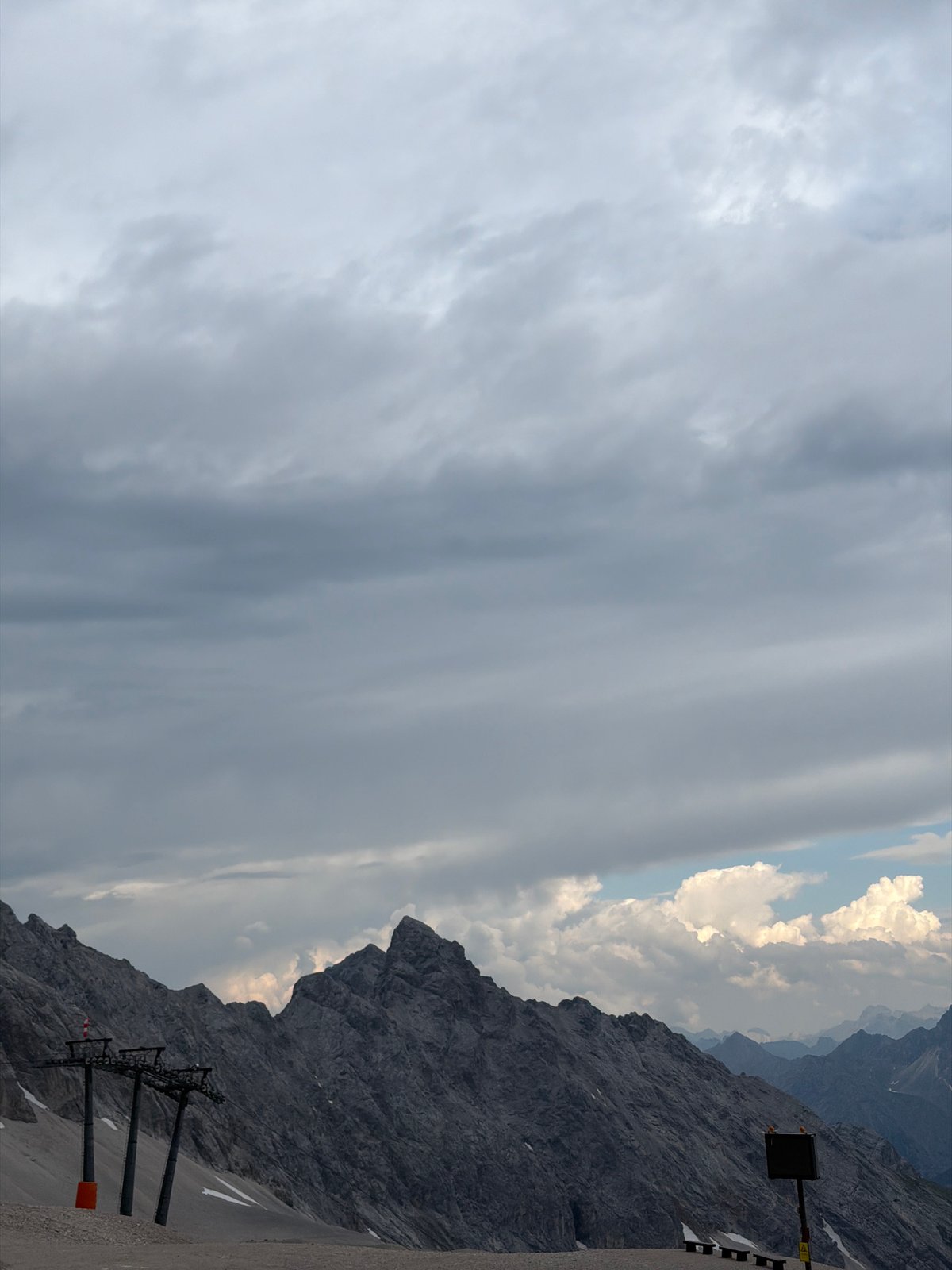 Dramatic cloud cover over the Garmisch-Partenkirchen mountain landscape