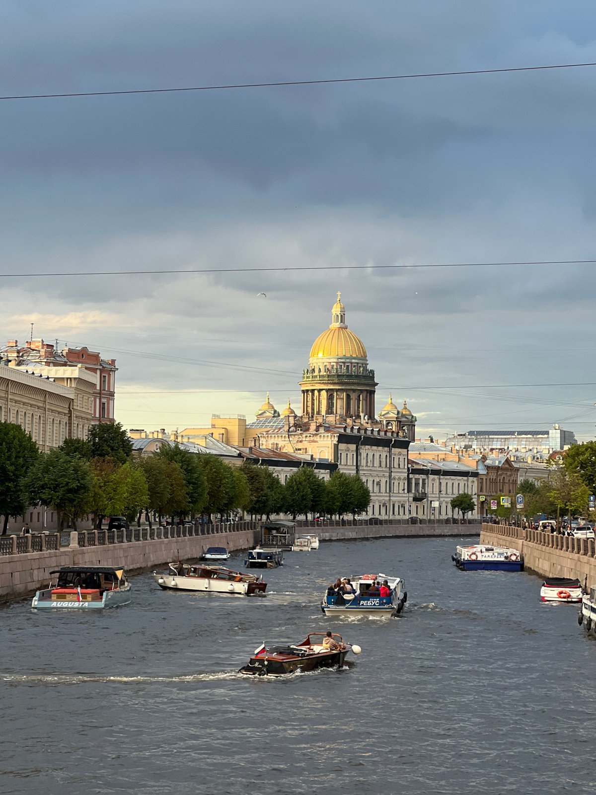Canal life in Saint Petersburg on a cool June afternoon