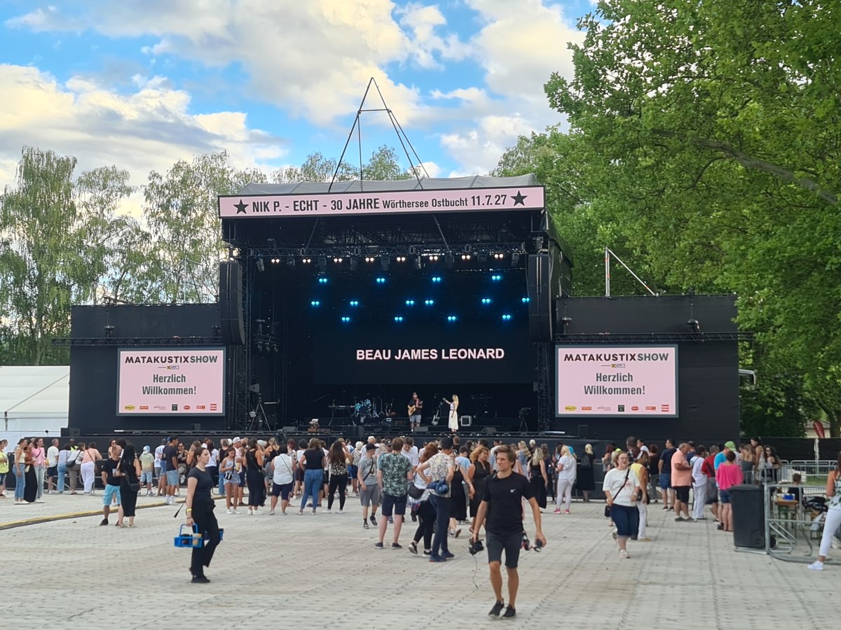 Outdoor concert stage set up in central Klagenfurt, Austria
