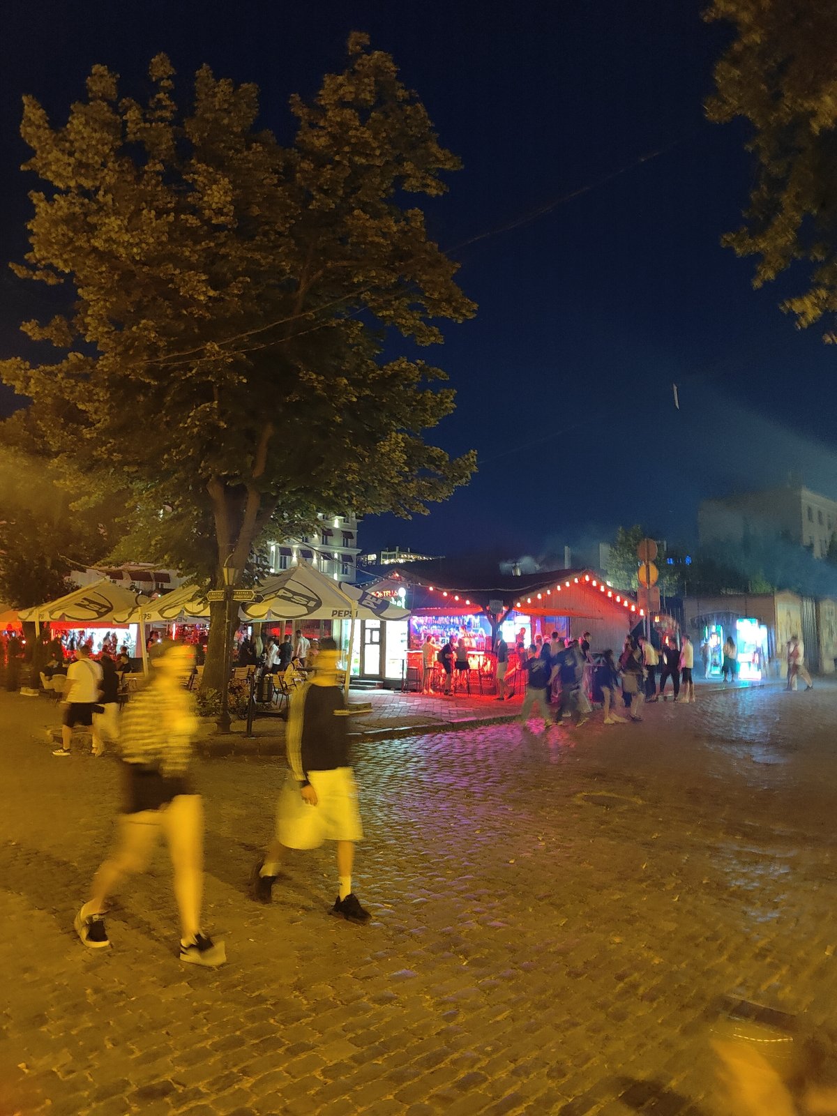 Odesa's Deribasivska Street buzzing on a summer night