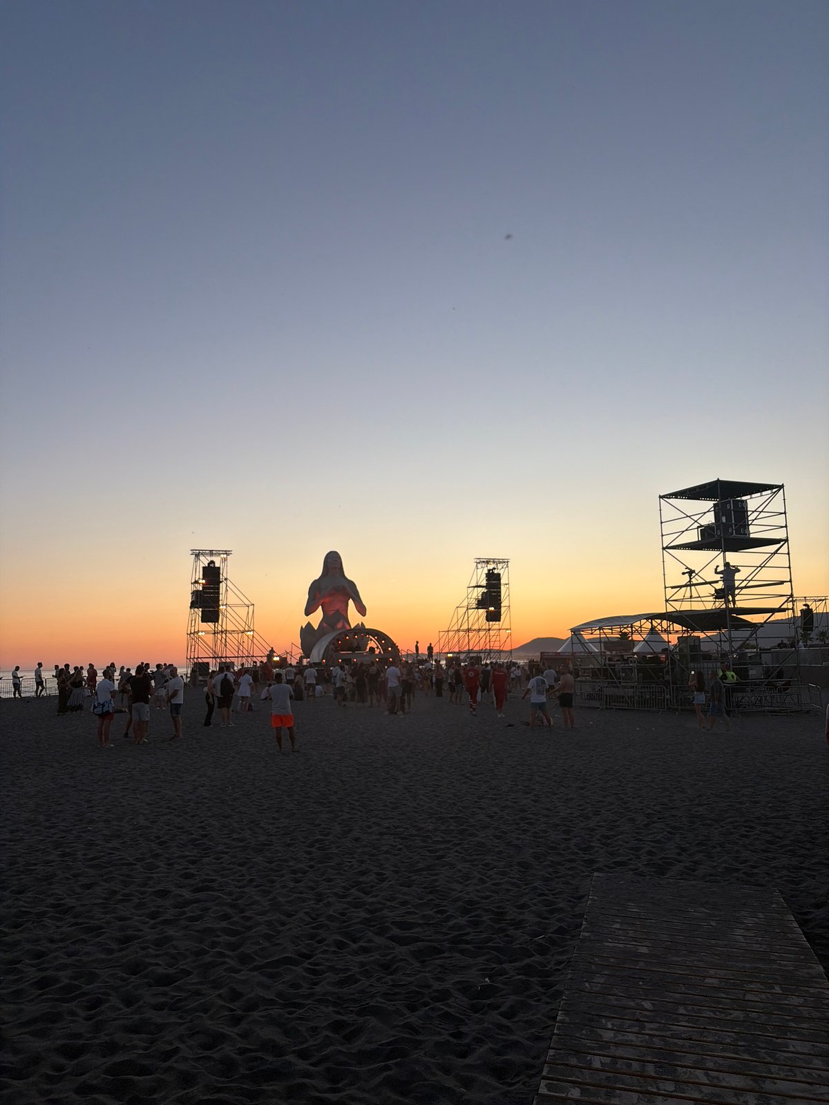 Beach festival in full swing at sunset, Donji Štoj