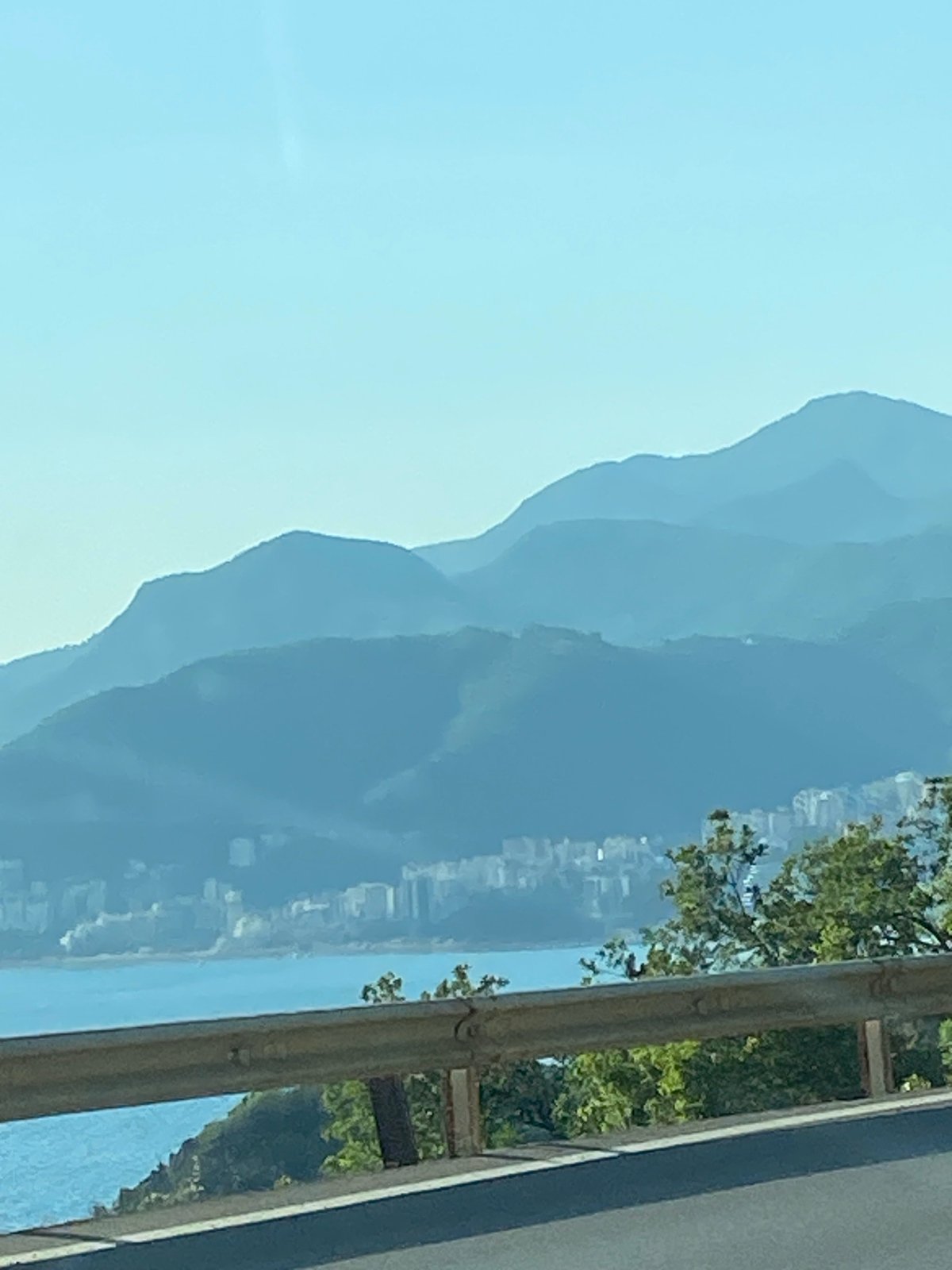 Mountain vista captured from Sveti Stefan overlooking Adriatic Sea