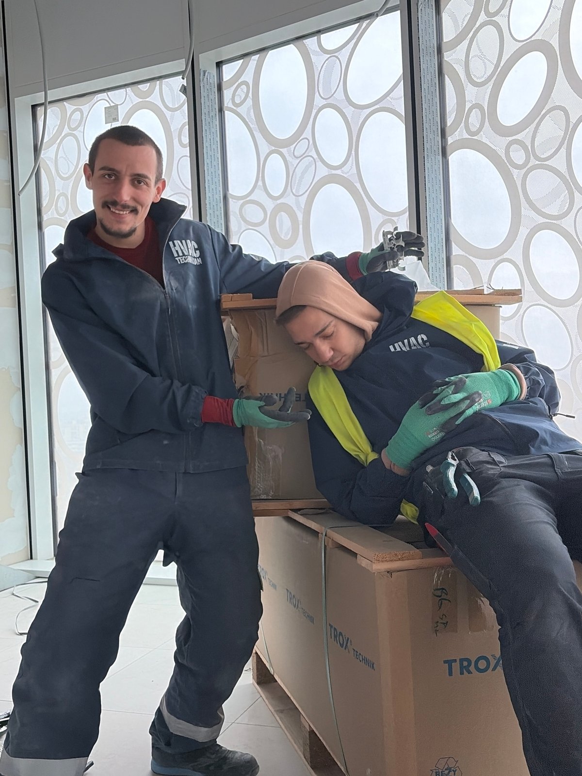 HVAC technicians work on indoor project in Sofia