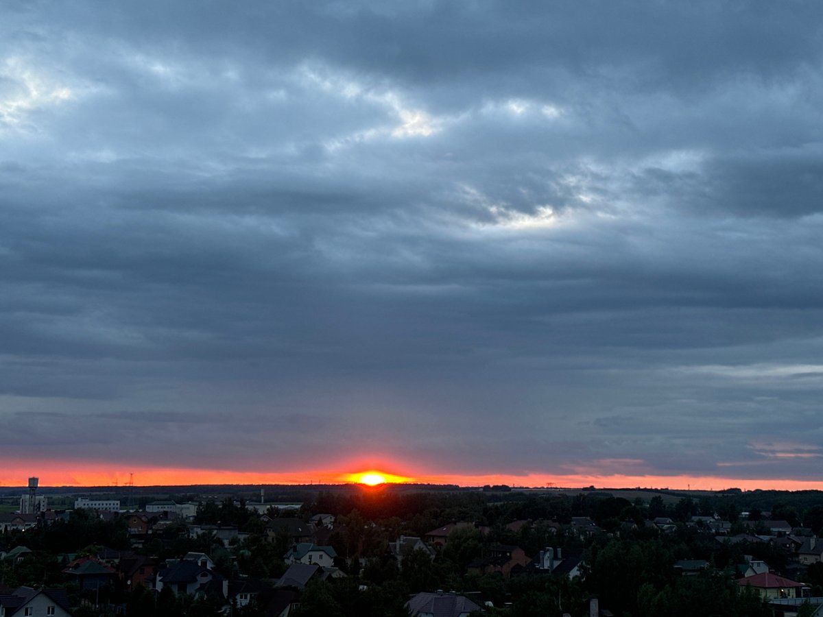 Stormy sunset over Minsk suburbs, Belarus