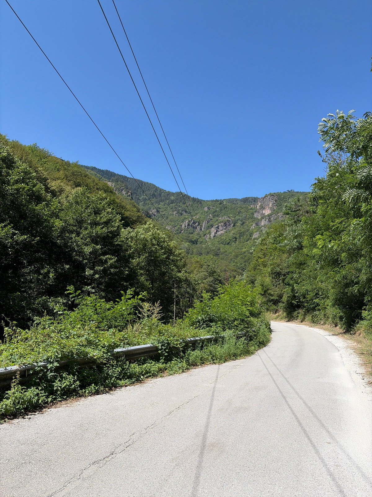 Roadside stop near a dam in the forested hills above Devin