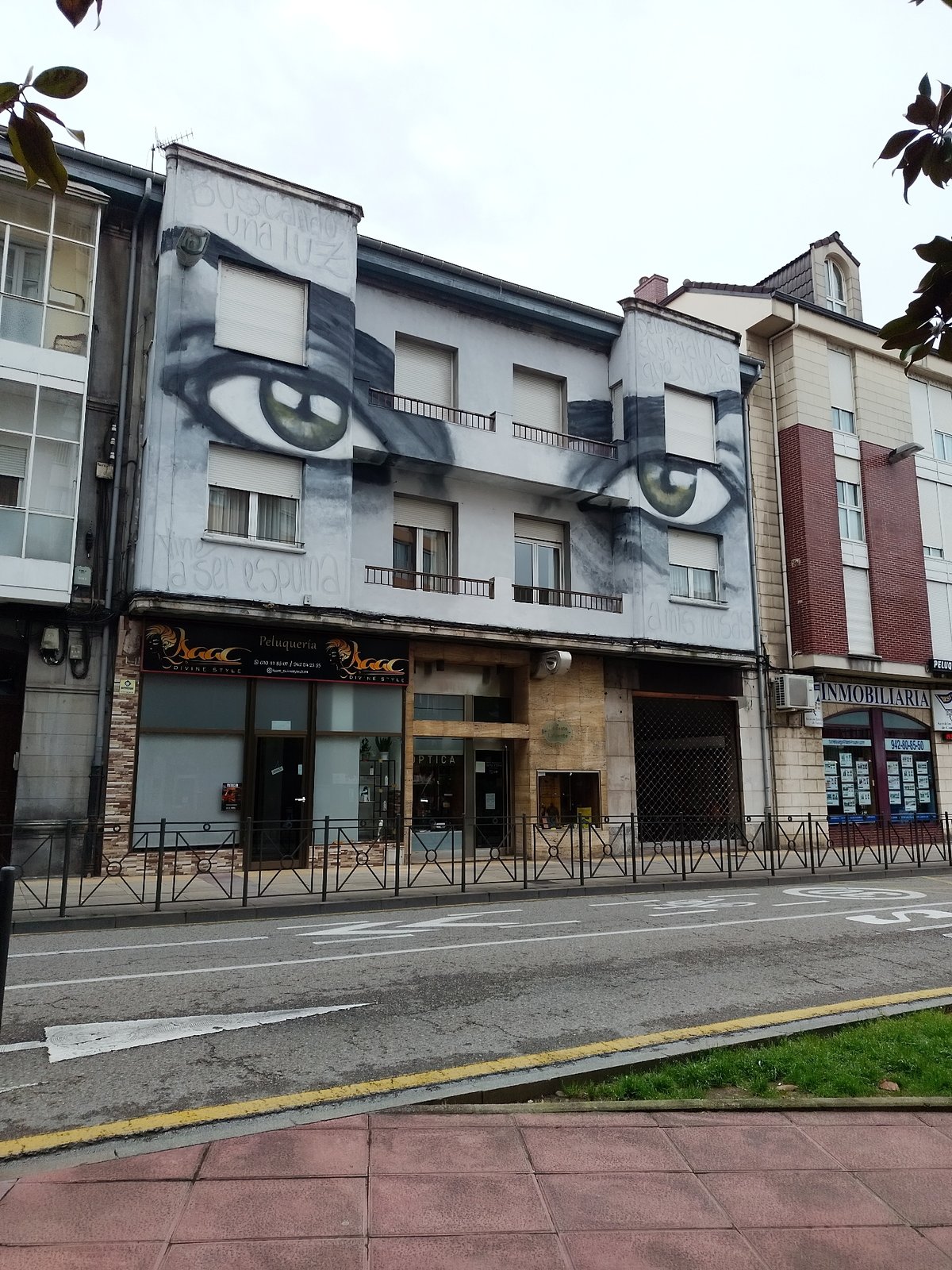 Building with eye mural spotted in Torrelavega, Spain