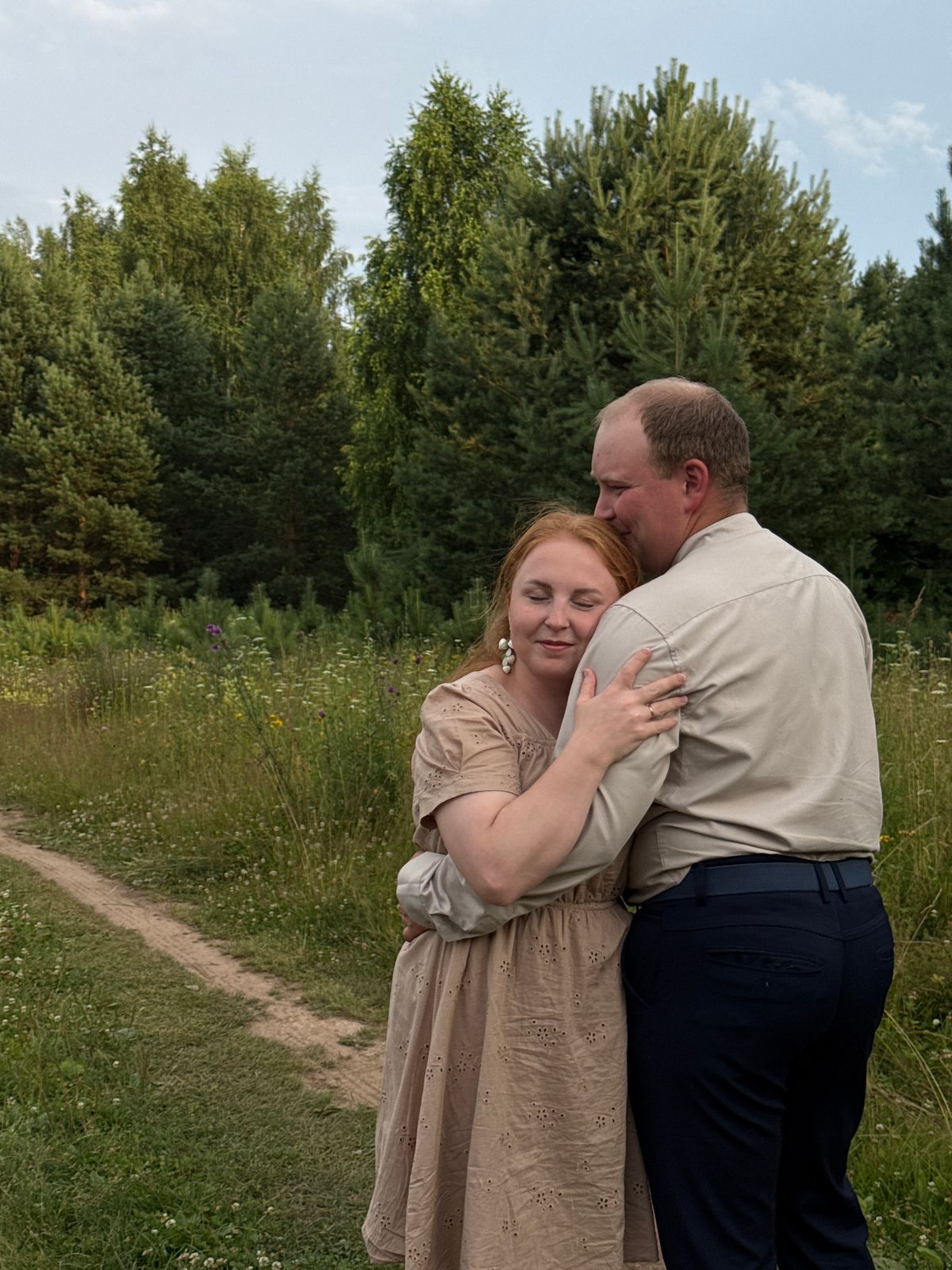 Family afternoon in a wildflower field near Chaikovsky