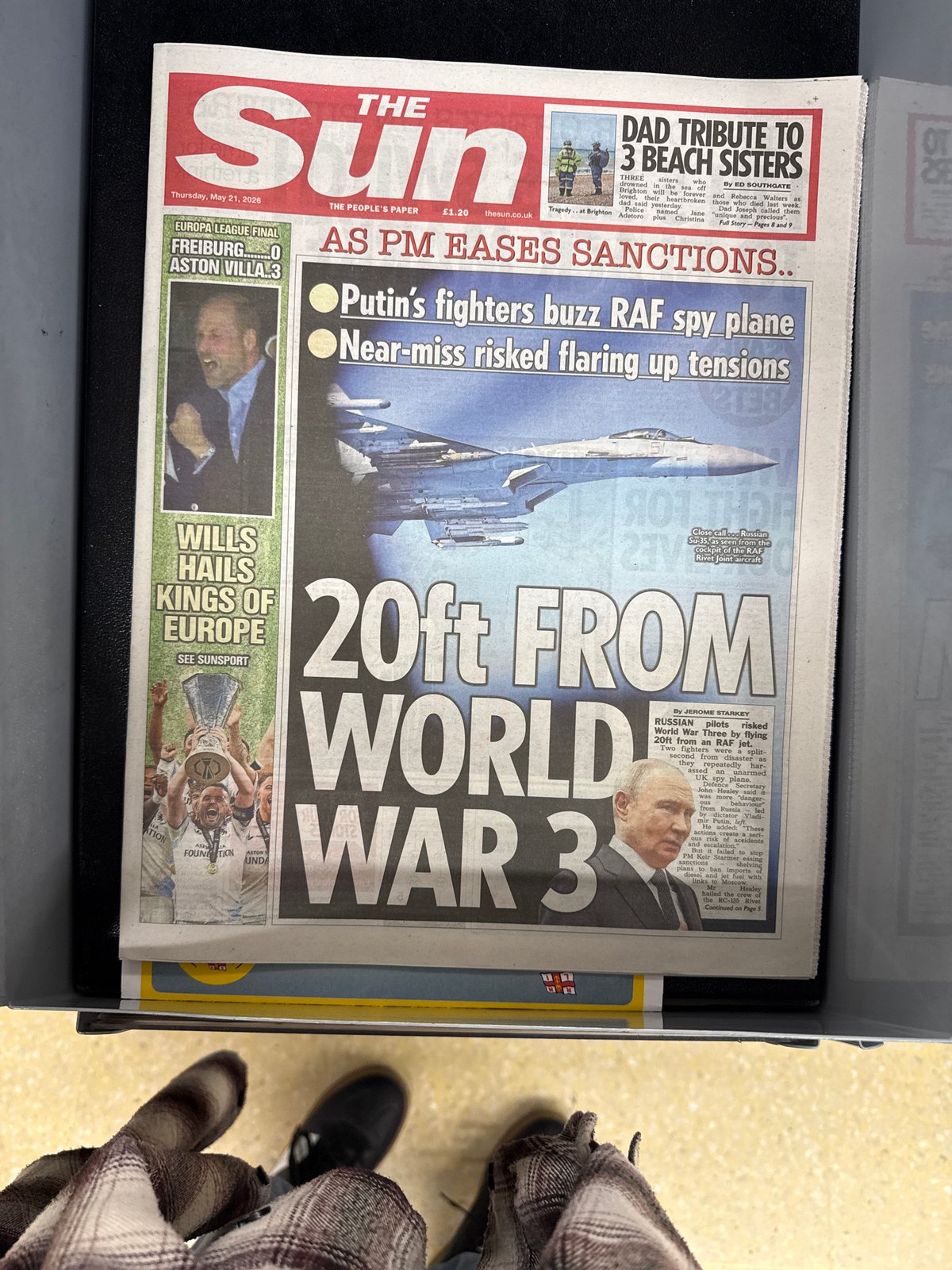 Newspaper with World War 3 headline spotted in Great Yarmouth