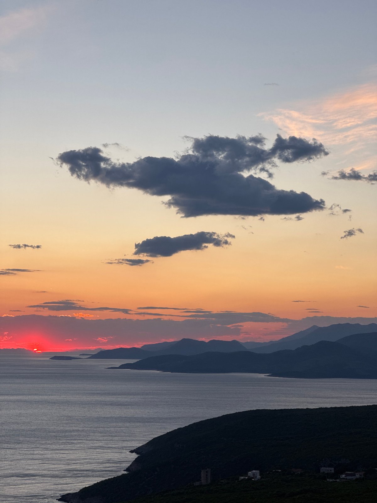 Sunset documented over Bay of Kotor, Montenegro