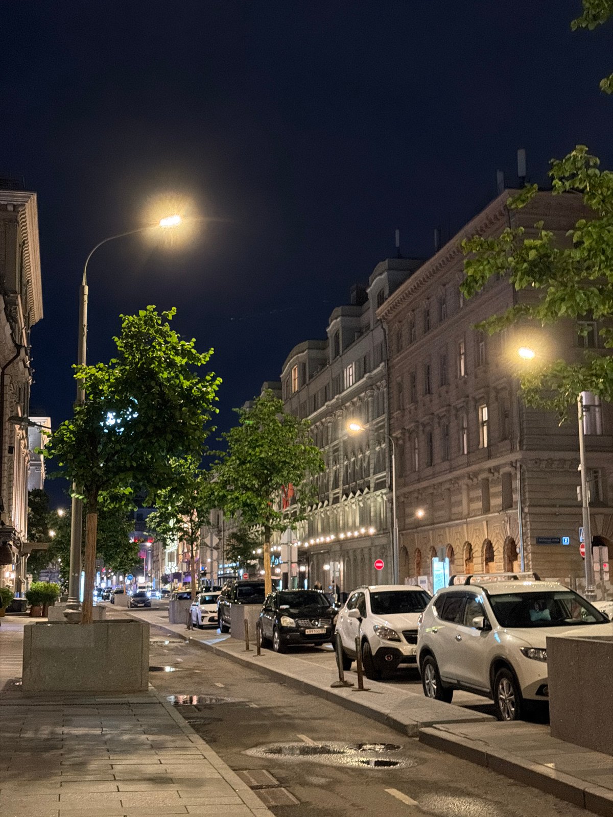 Moscow's historic center glowing on a summer night