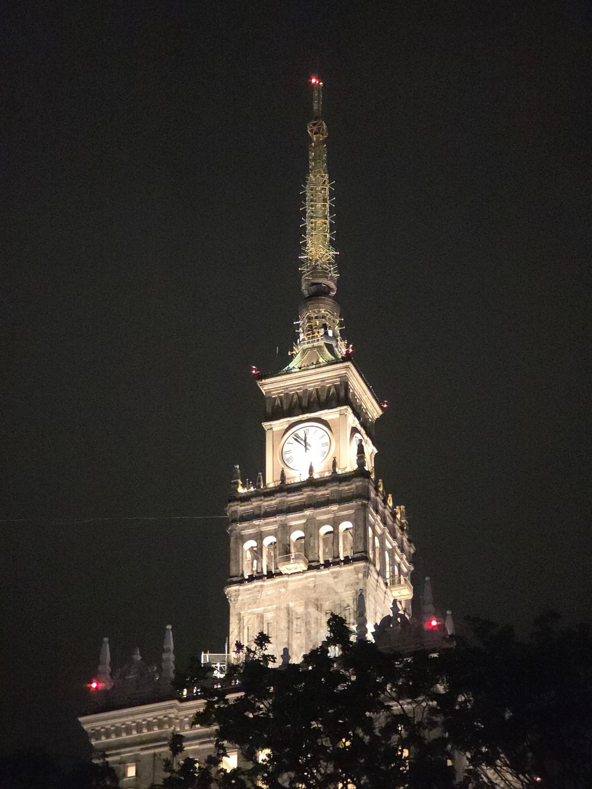 Warsaw's illuminated landmarks captured in evening photography session