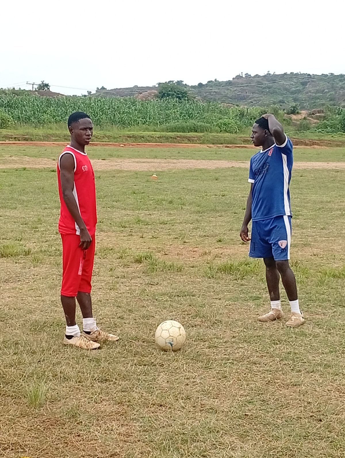 Soccer training session on a Jos, Nigeria field