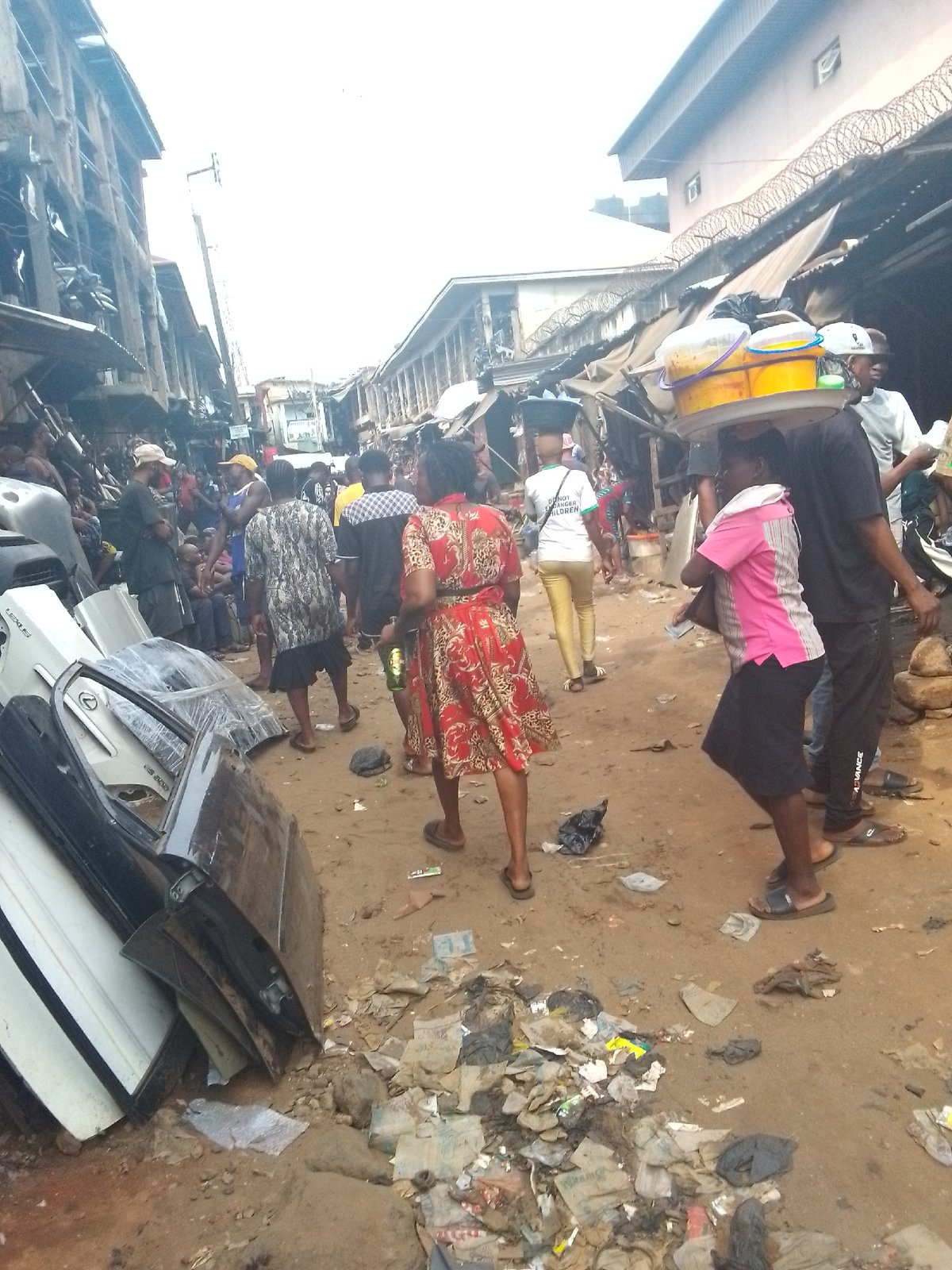 Busy auto parts market activity documented in Onitsha, Nigeria