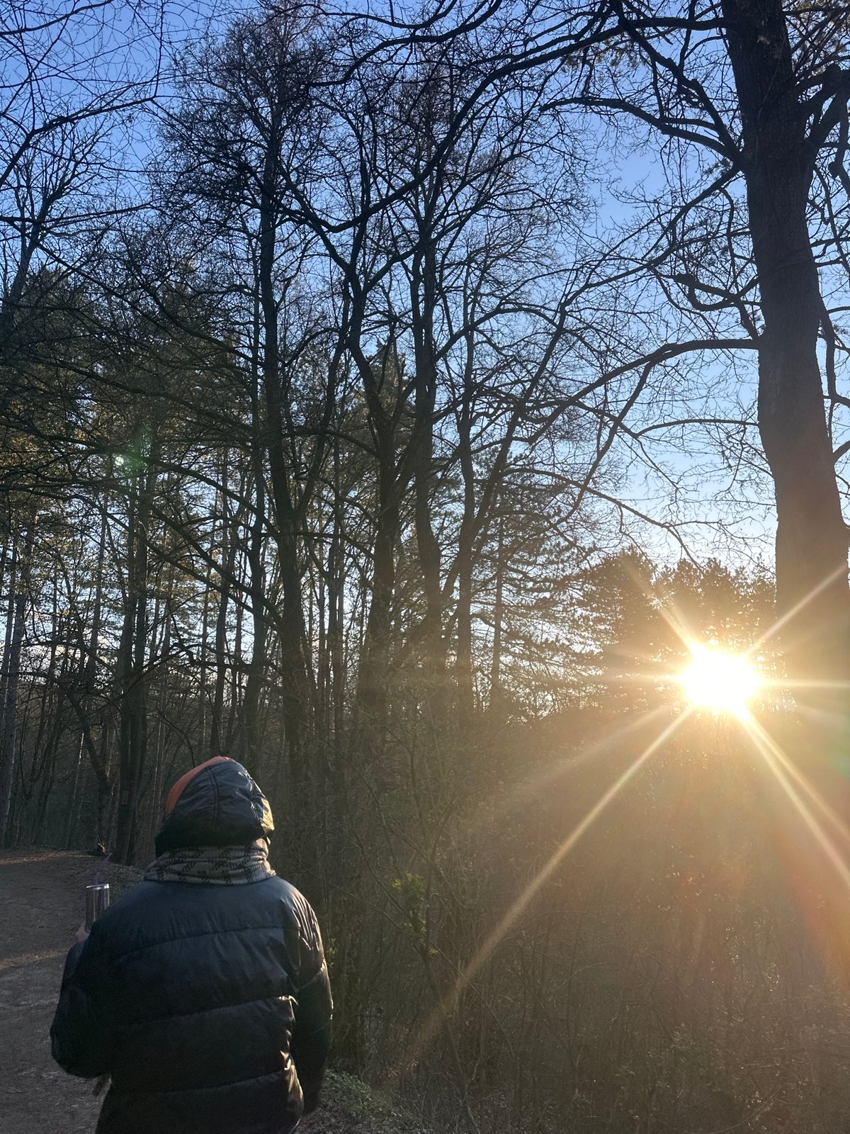 Person in winter clothing photographed on path in Bankya