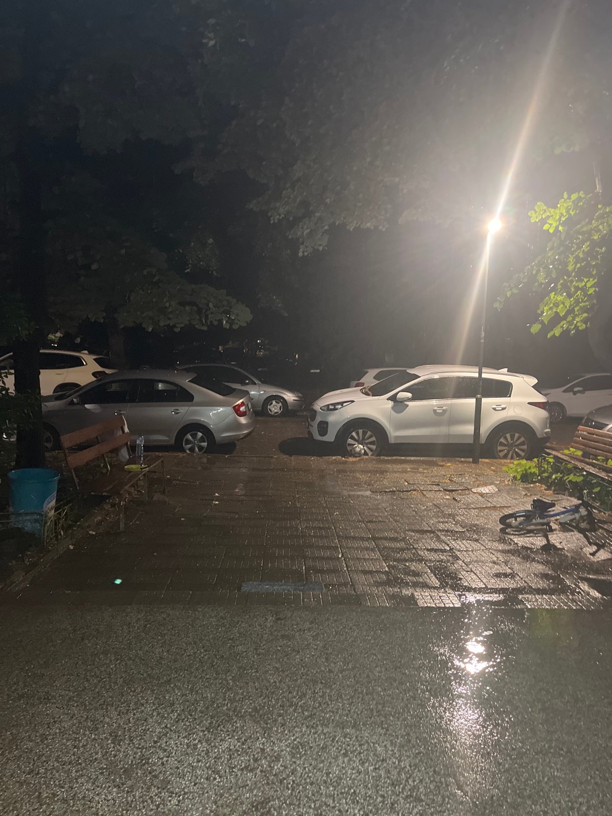 Rainy evening in Plovdiv, football jerseys and wet streets