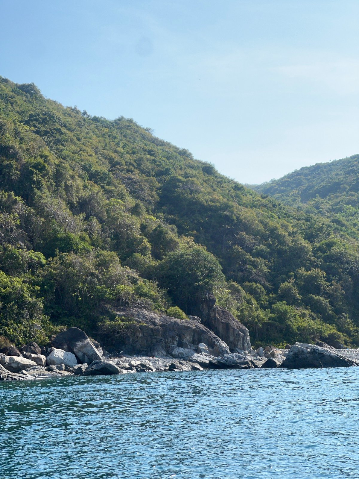 Coastal scene with rippling water observed from Nha Trang shoreline