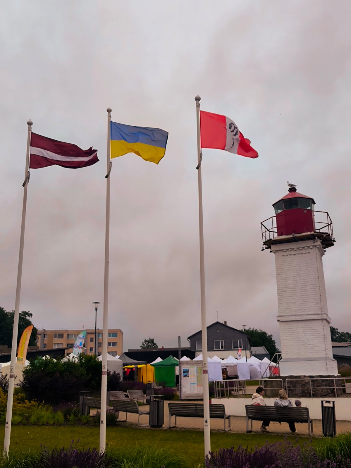 Salacgrīva harbor on a grey July morning