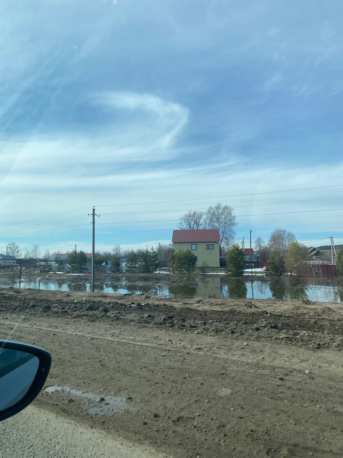 Flooding documented in rural Kueda, Russia