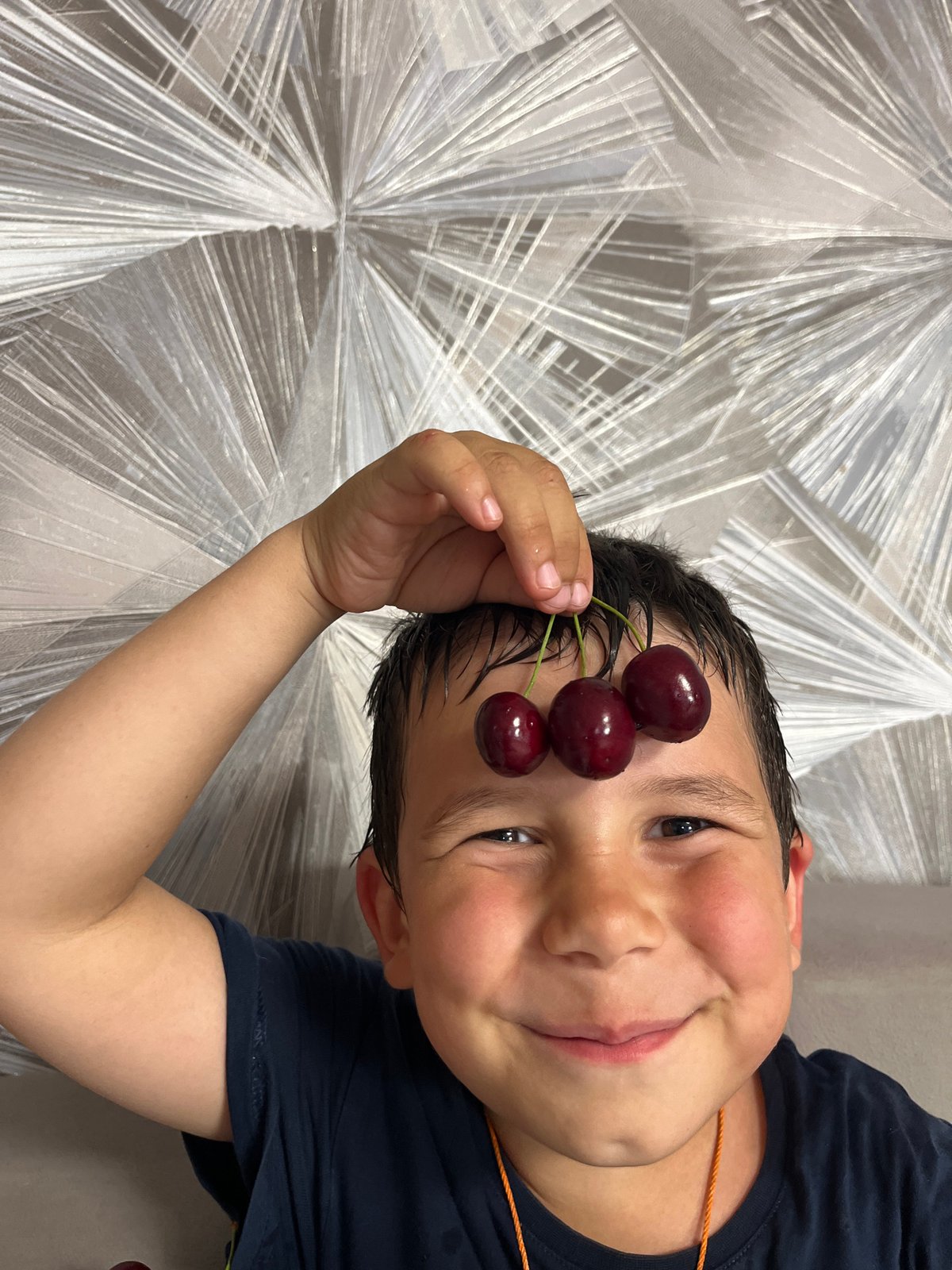 Cherry stem antics and silly poses in a Chaikovsky living room