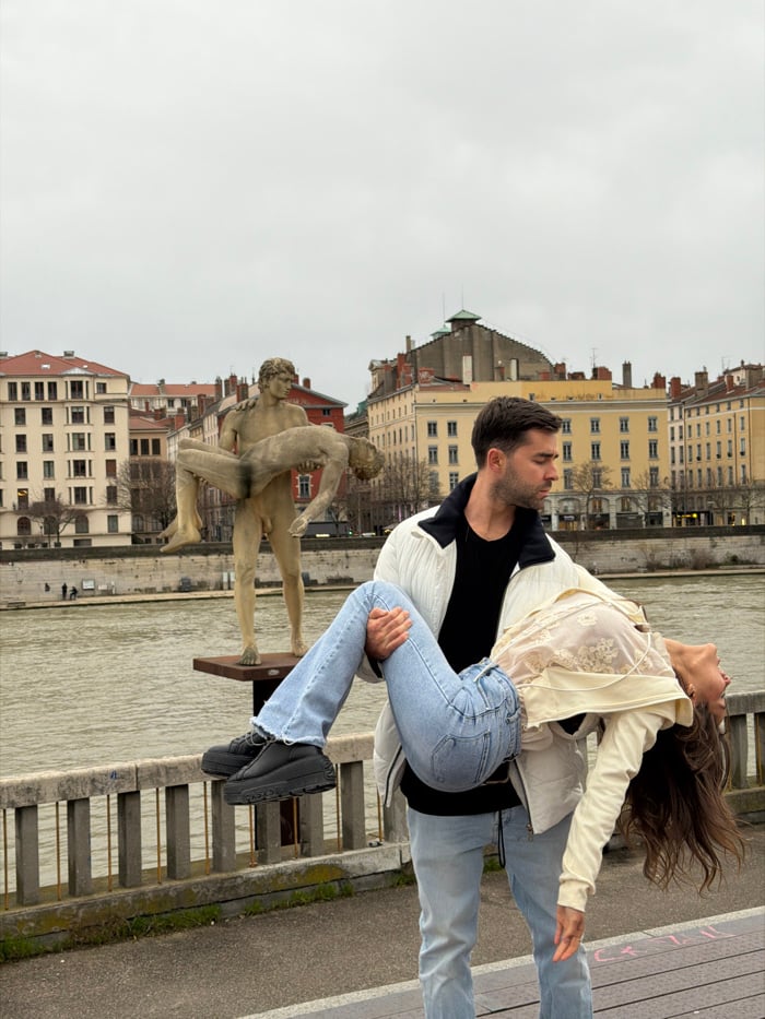 Tourists document romantic afternoon exploring Lyon's architecture and viewpoints