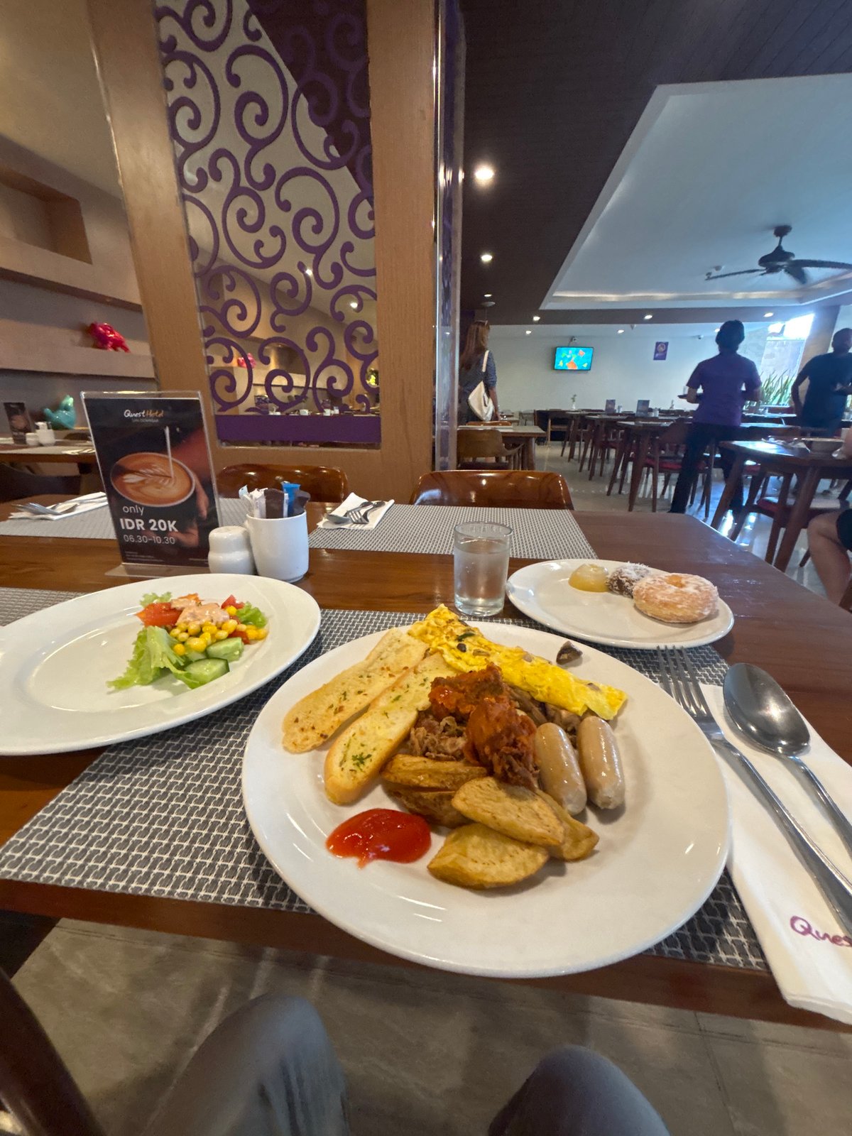 Hotel breakfast buffet at Quest Denpasar, Bali