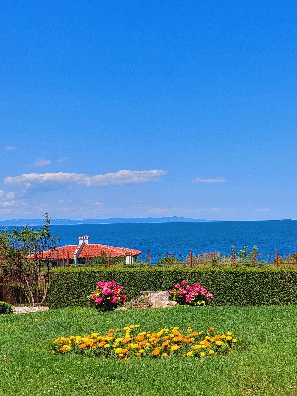 Manicured seaside garden overlooking the Black Sea in Sozopol
