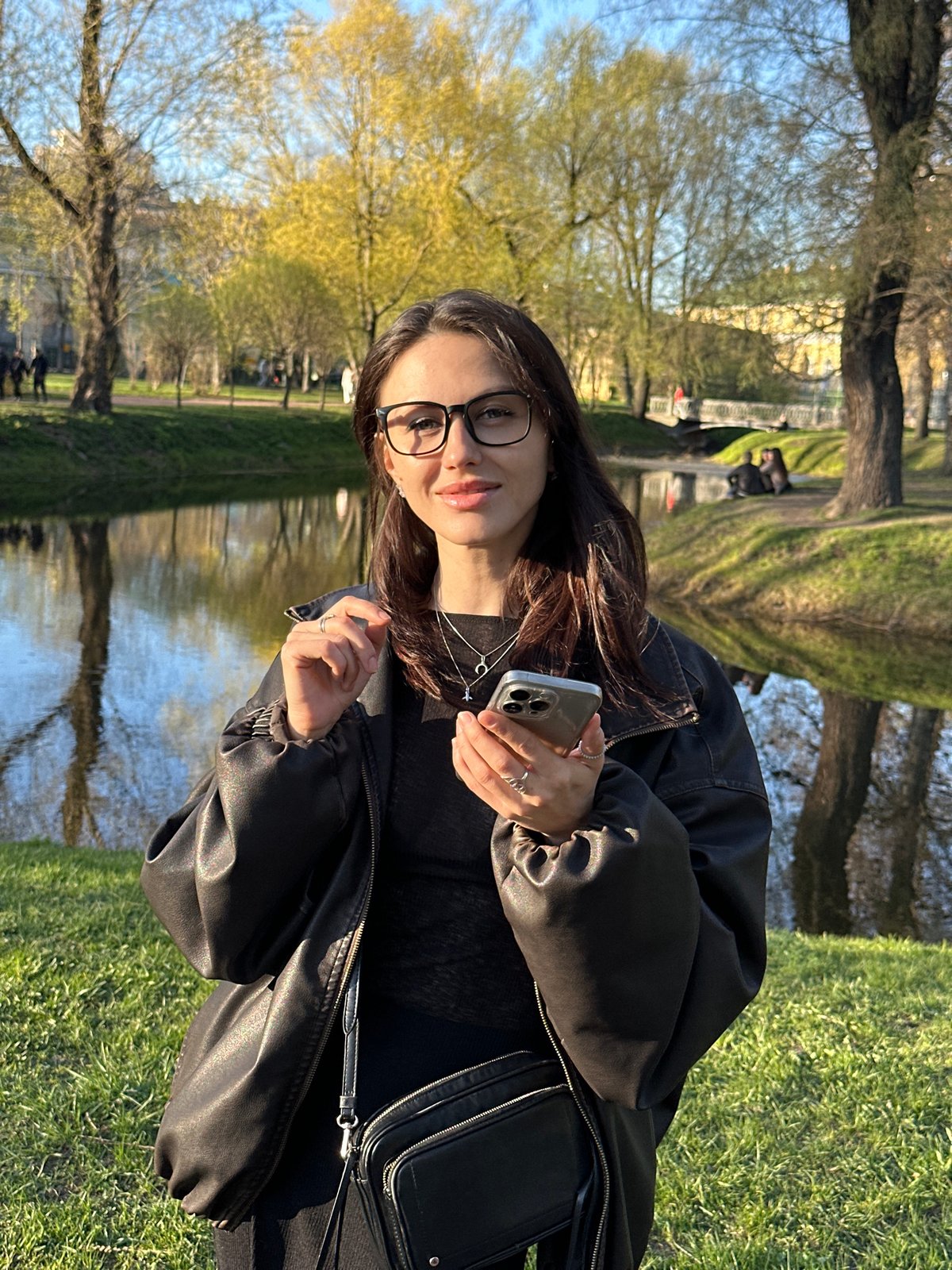 Afternoon park scenes captured near Saint Petersburg canal