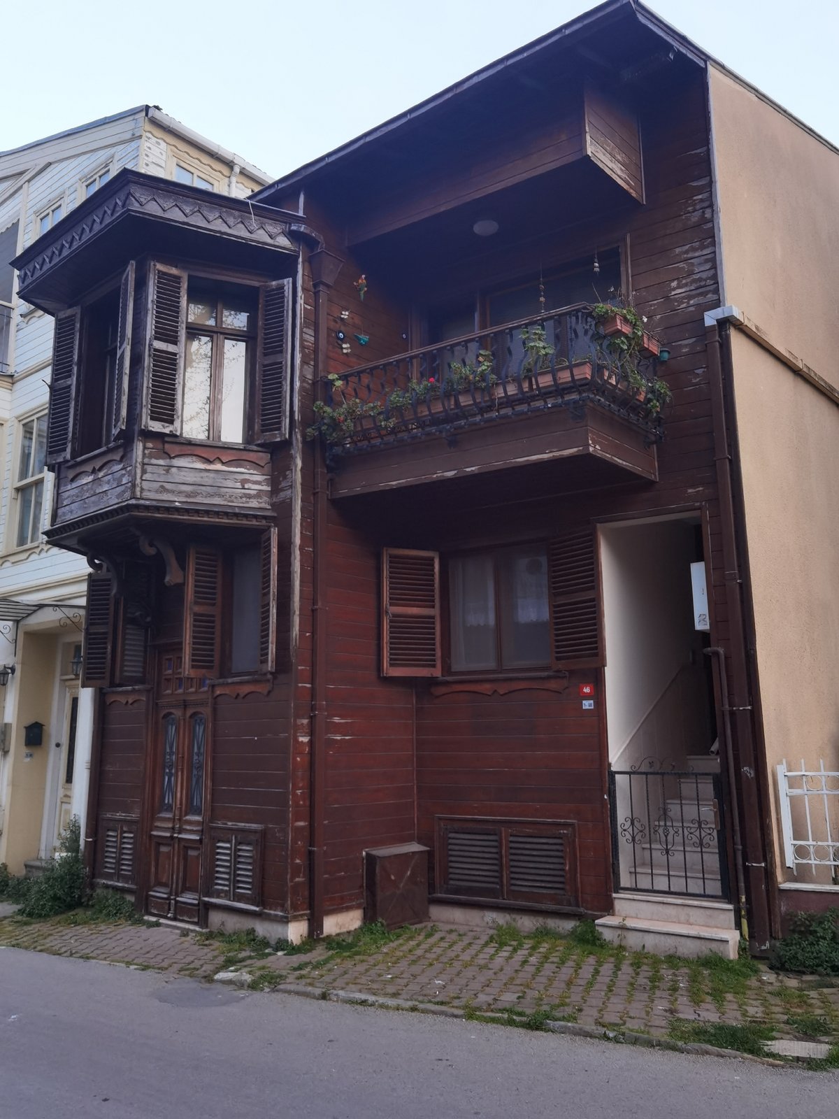 Evening architectural documentation captures Prince Islands Turkey traditional buildings