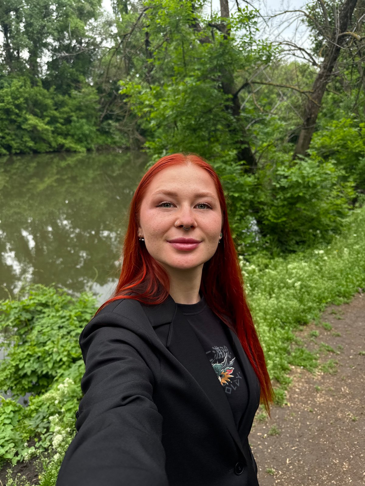 Woman poses for photos in Rostov-on-Don park setting