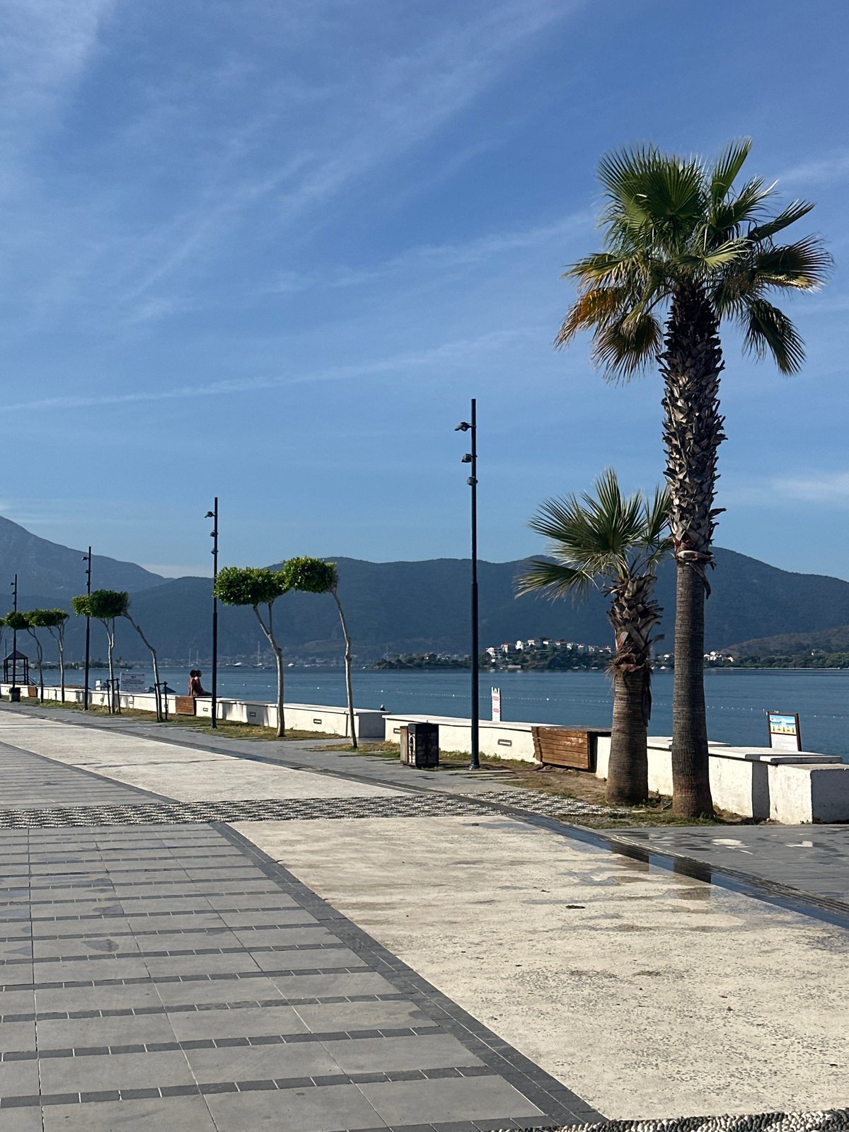 Early morning scenes documented along Fethiye Turkey waterfront promenade