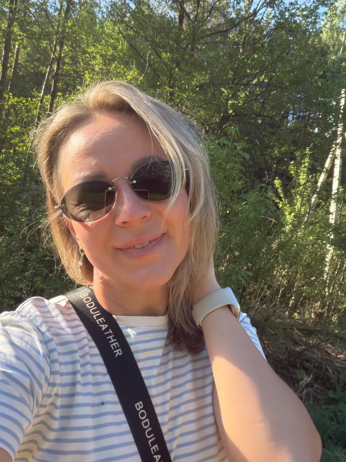 Woman takes early morning selfie in Chaikovsky, Russia