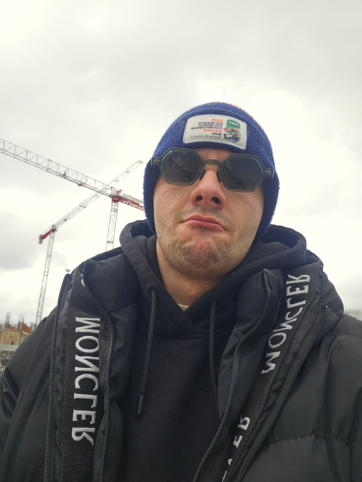 Man in winter gear spotted at Sofia construction site