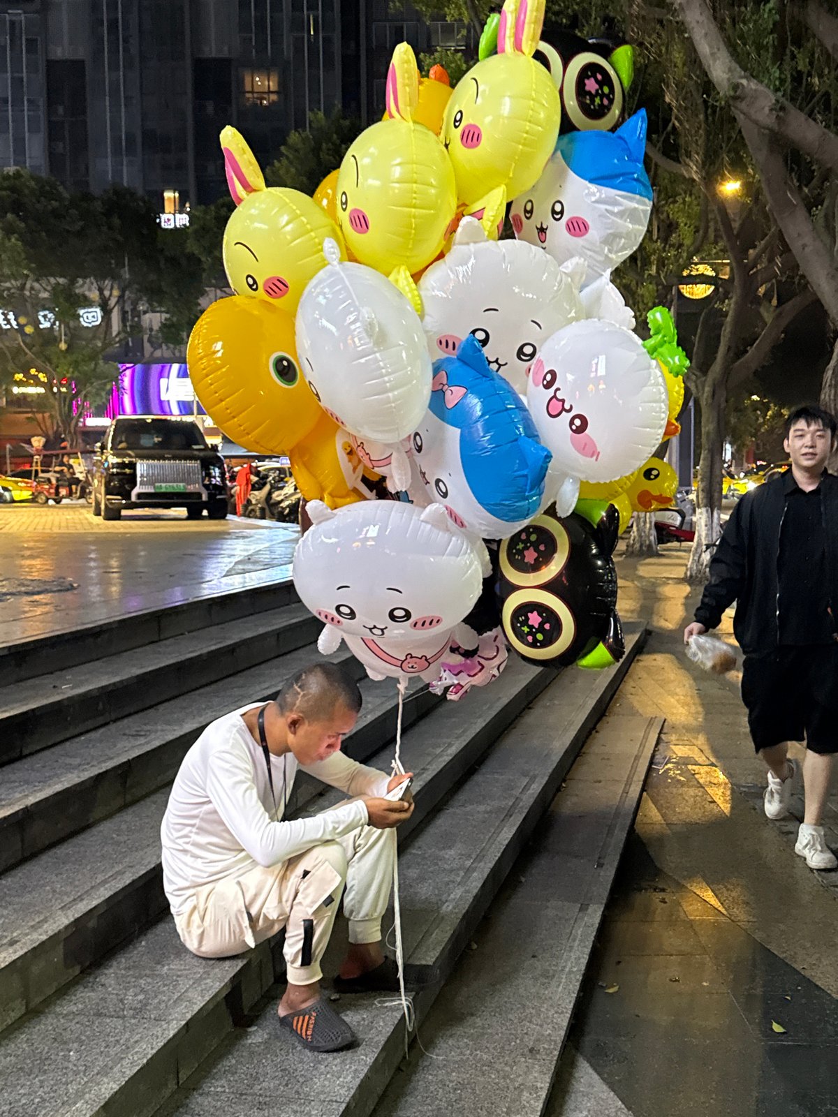 Chongqing nightlife: neon streets, taxis, food stalls, and crowds