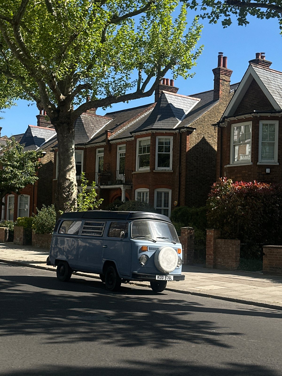 Blue VW camper van spotted in London residential area
