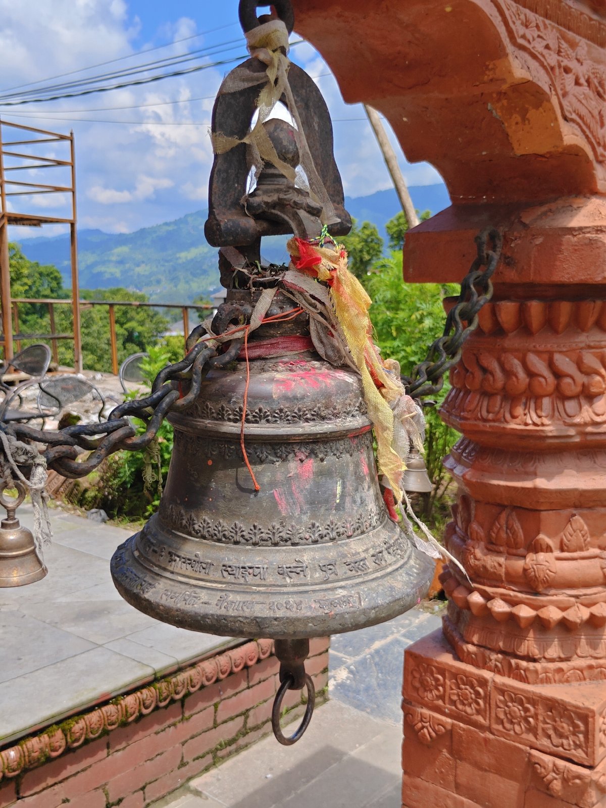 Morning at a traditional temple complex in Pokhara, Nepal