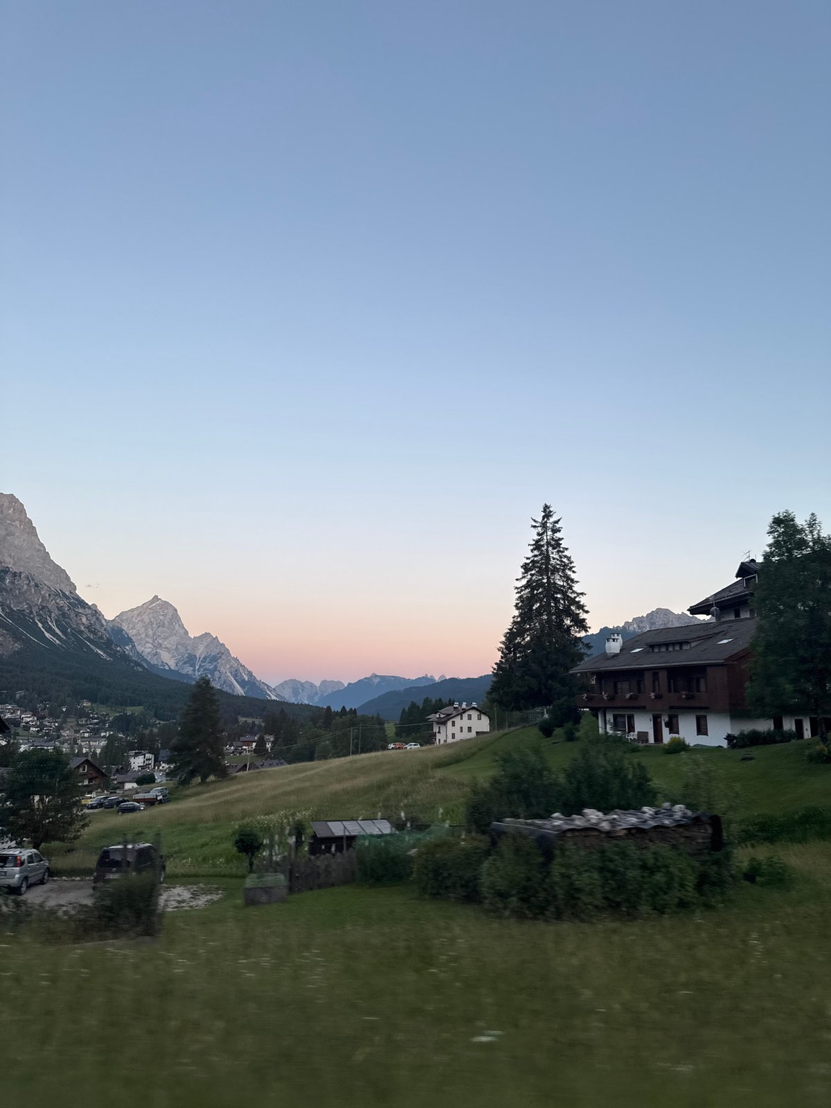 Alpine twilight in Cortina d'Ampezzo, Italy