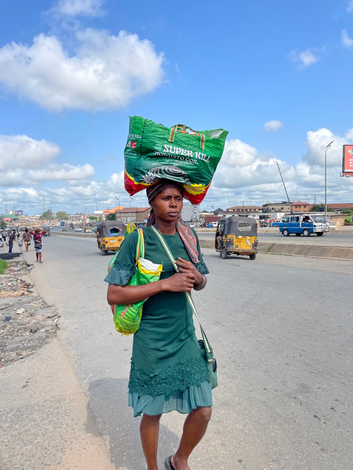 Fegge market district buzzing with street trade and transport