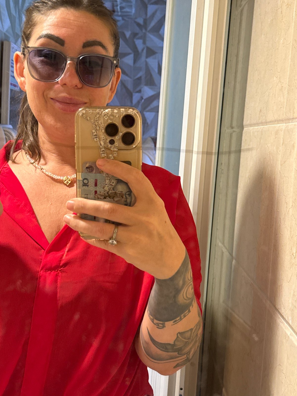 Selfies and room details from a Hong Kong stay