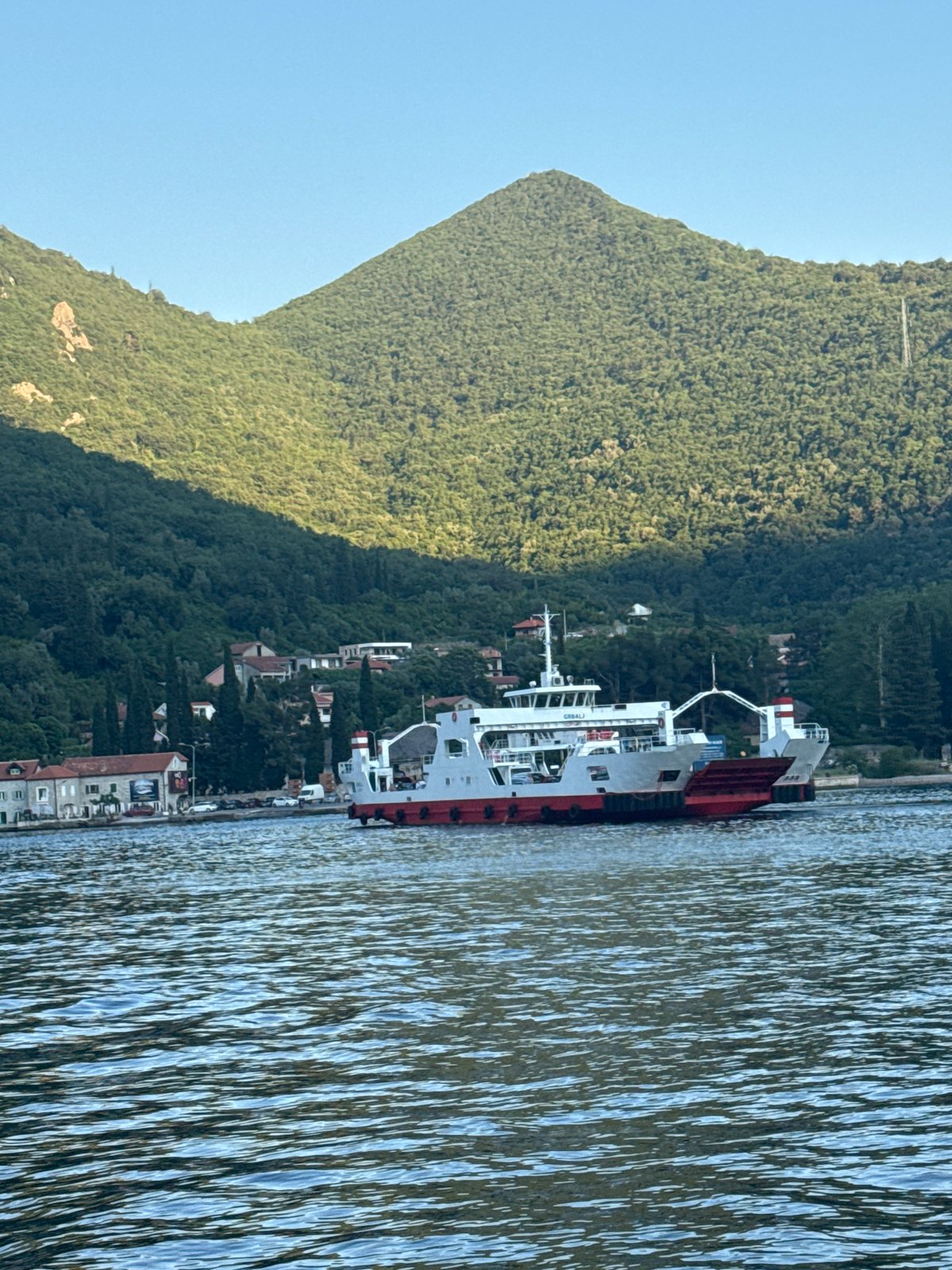 Ferry service documented in Montenegro's Bay of Kotor region