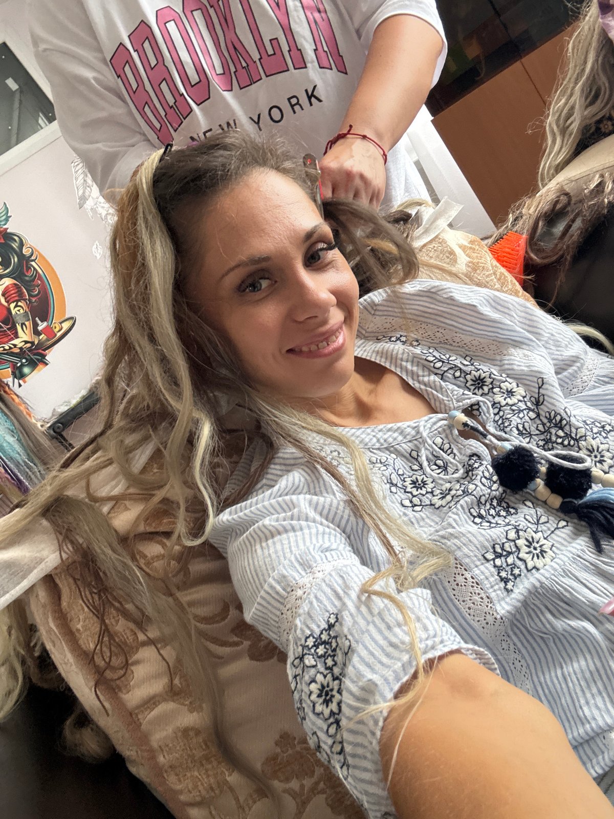Hair braiding session from start to finish in Rusanovo