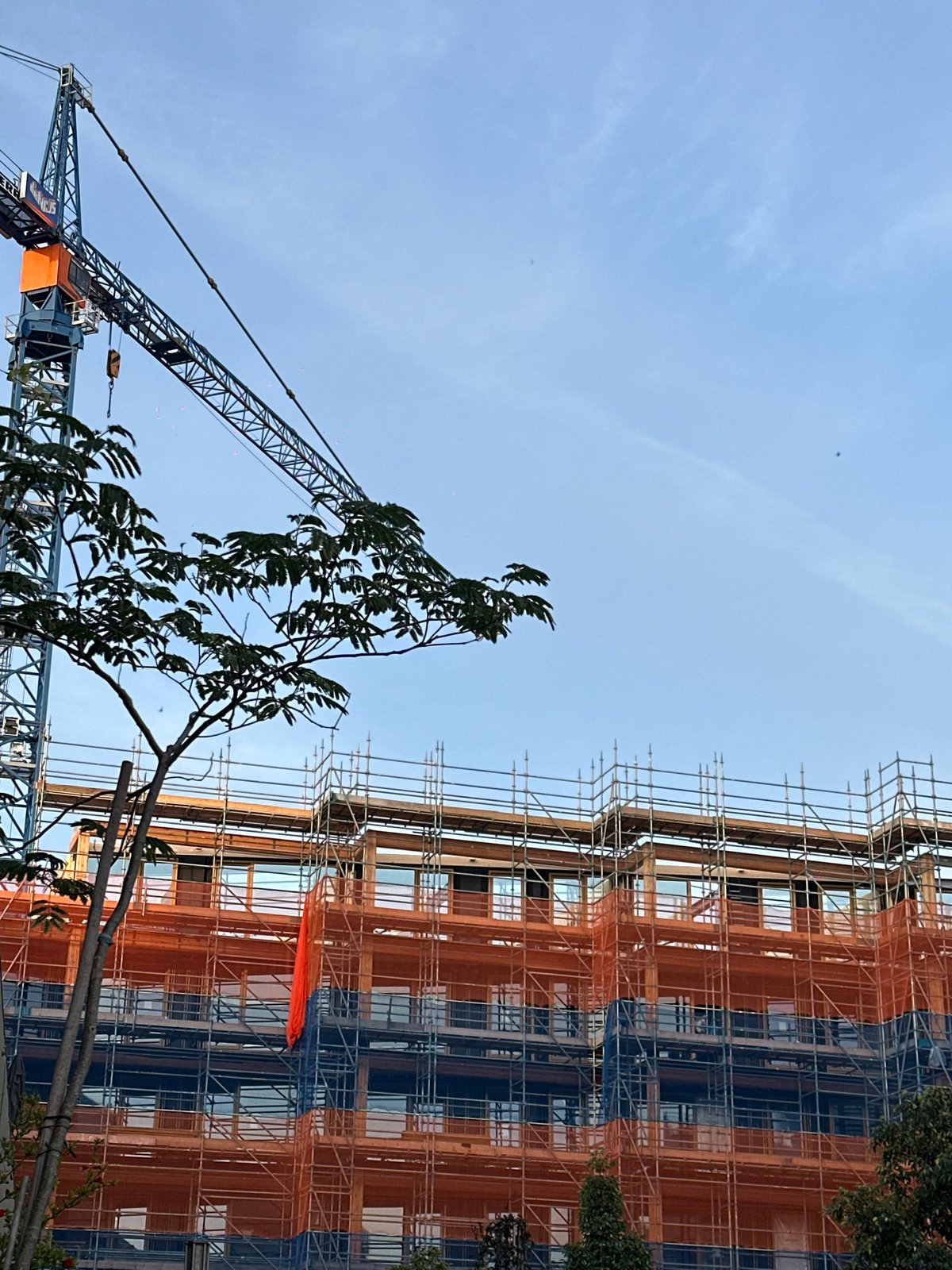 Amsterdam residential construction site and surrounding neighborhood