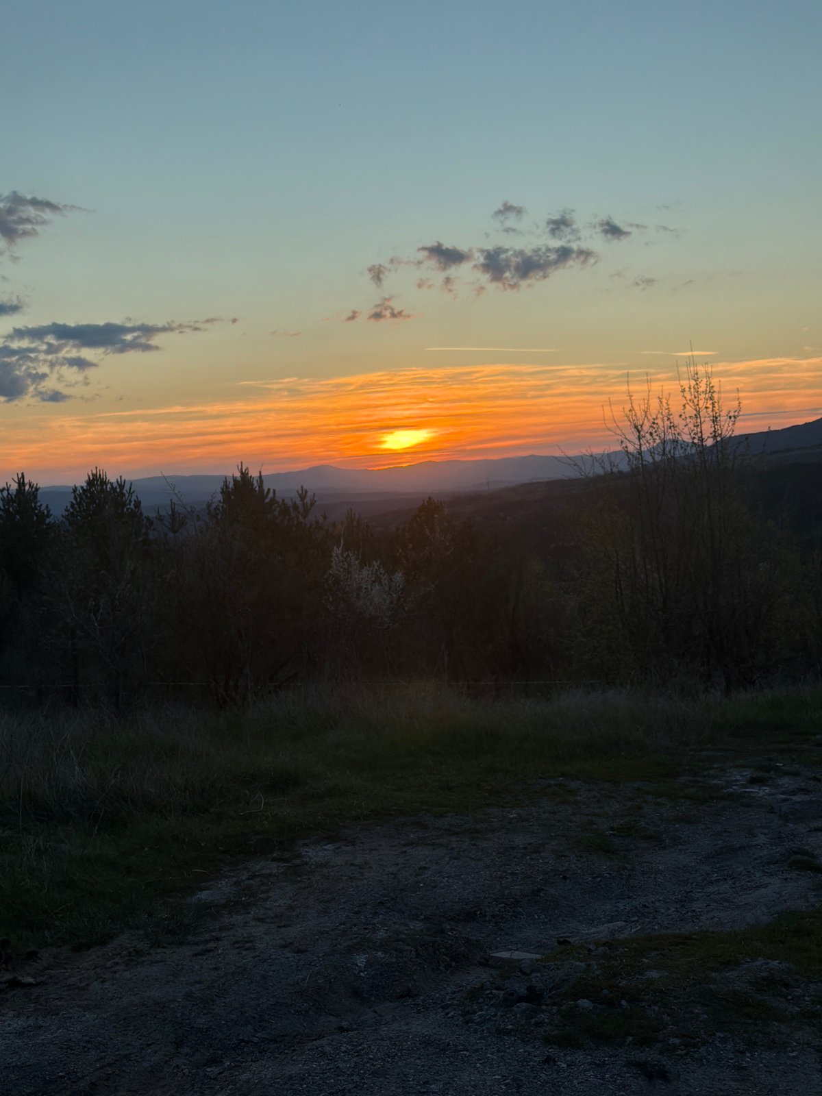 Sunset observed over Marchaevo, Bulgaria landscape Sunday evening