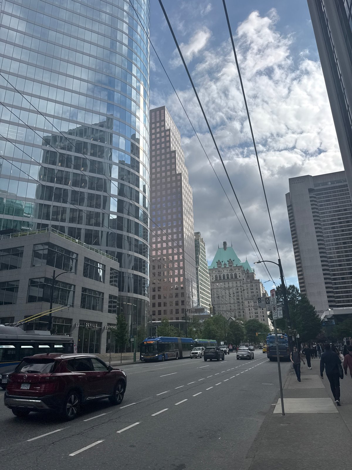 Downtown Vancouver financial district on a grey June day