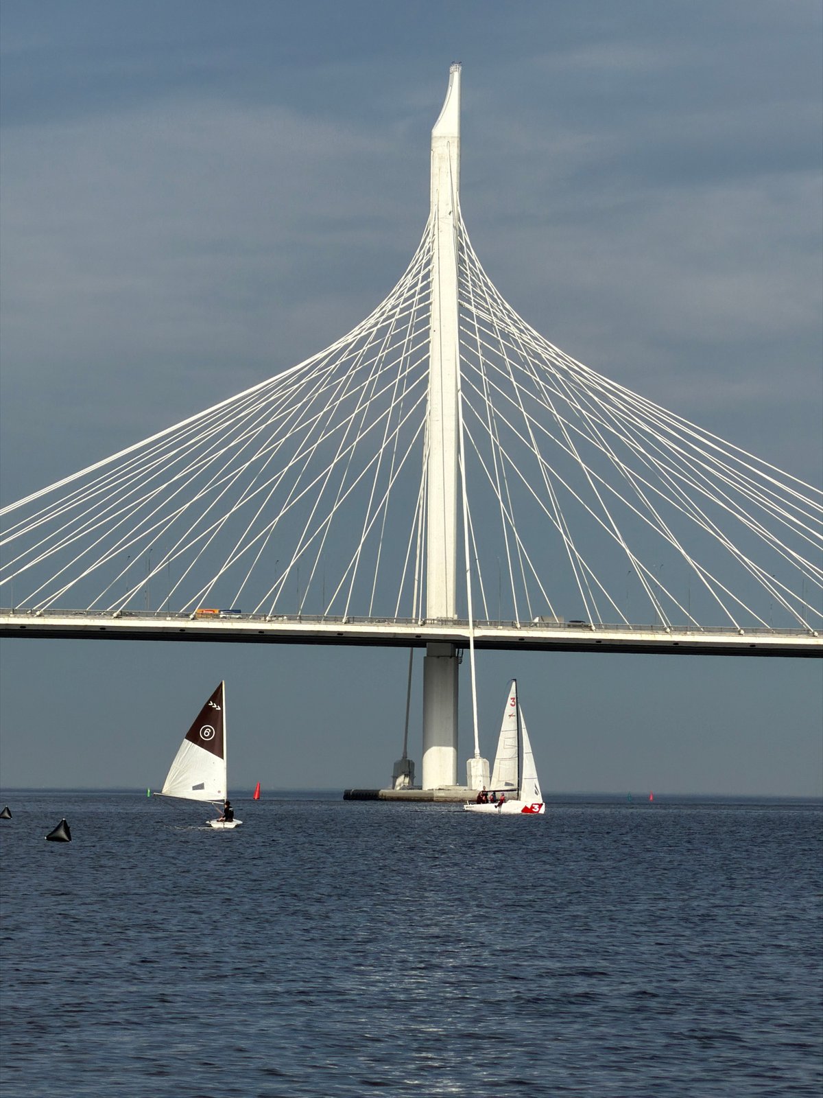Sailboat with crew spotted on Neva River, Saint Petersburg